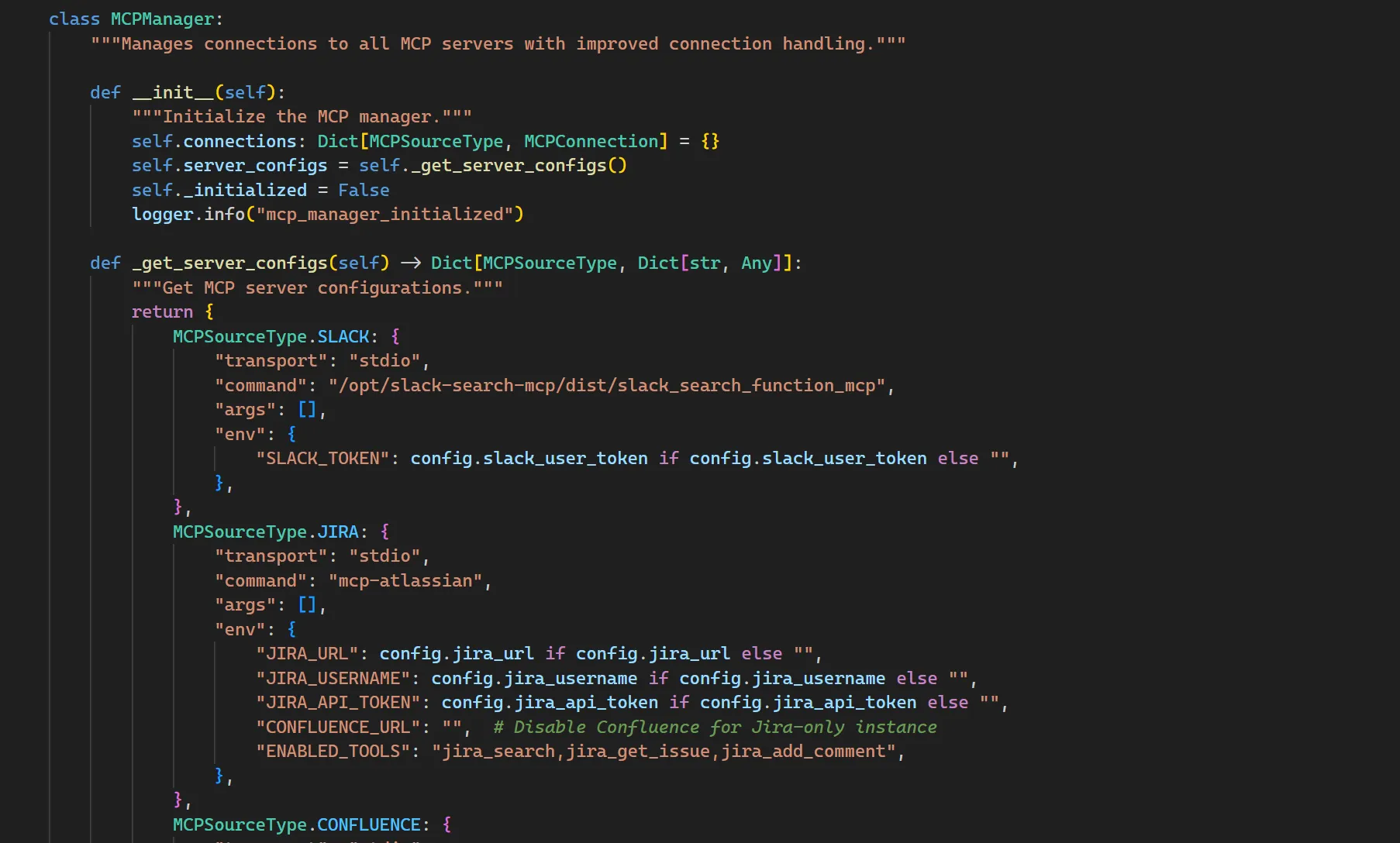 AI Context Builder — MCP Manager interface