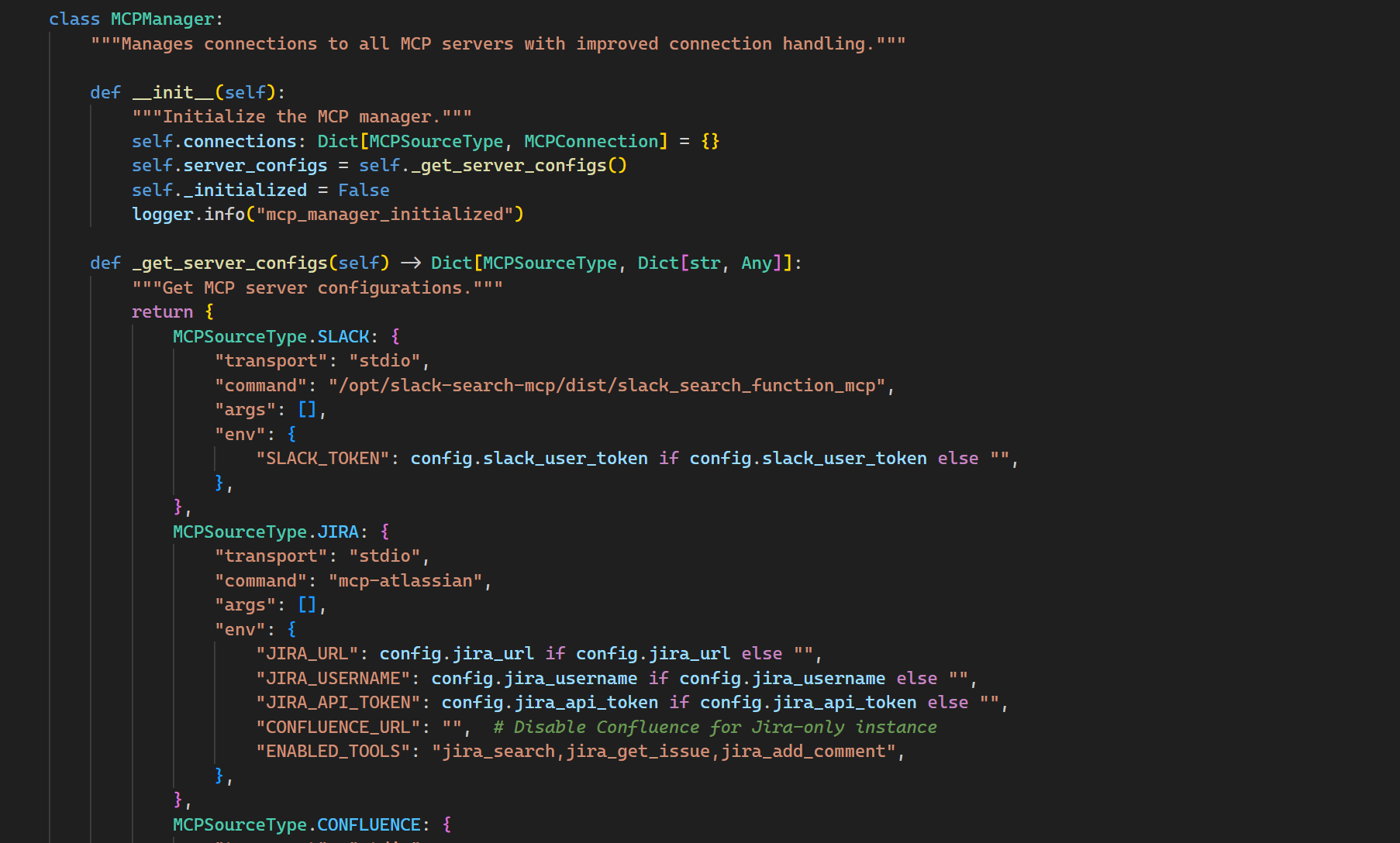 AI Context Builder — MCP Manager interface
